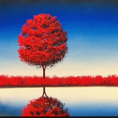 New design red tree designs handmade wall art abstract painting