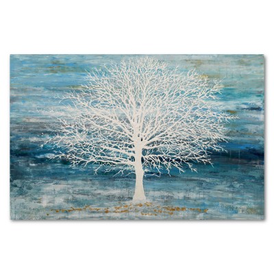 Newest Chinese Creative Tree Abstract Oil Painting on Canvas Blue Teal Home Decor Wall Art Ready to Hang