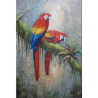 Handmade classical oil paintings of parrots