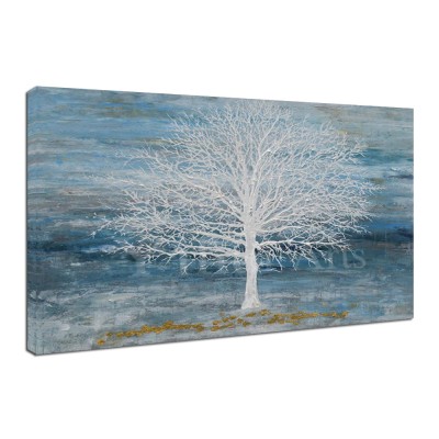 Blue Tree Wall Art Oil Painting on Canvas Ready to Hang With Textured