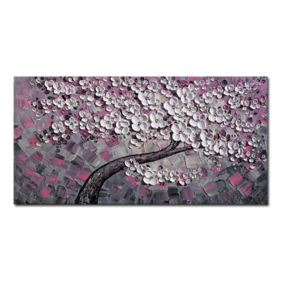 Pallet Knife Wall Art Painting Company Flower Artwork With 3D Textured